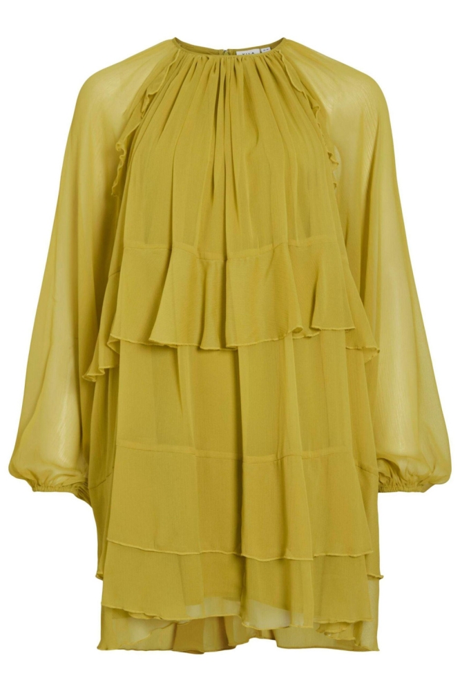 VIHELA L/S RUFFLE DRESS 14111863 Green Envy